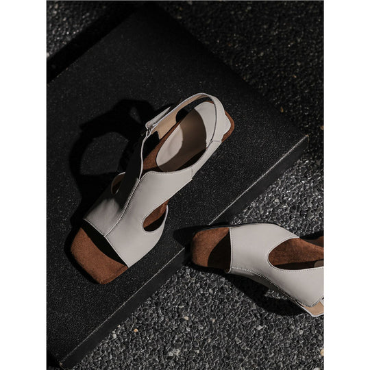 Damen elegante Open Toe Sandalen mit Blockabsatz EB