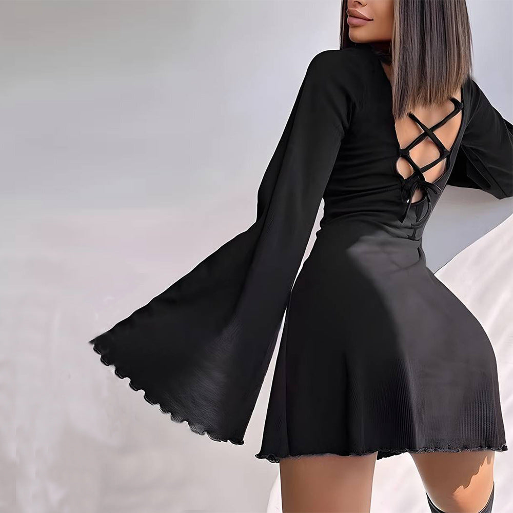 Damen A-Linien Minikleid mit ausgestellten Trompetenärmeln und taillierter Silhouette Eichborn Berlin