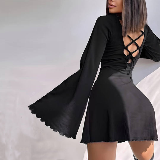 Damen A-Linien Minikleid mit ausgestellten Trompetenärmeln und taillierter Silhouette Eichborn Berlin