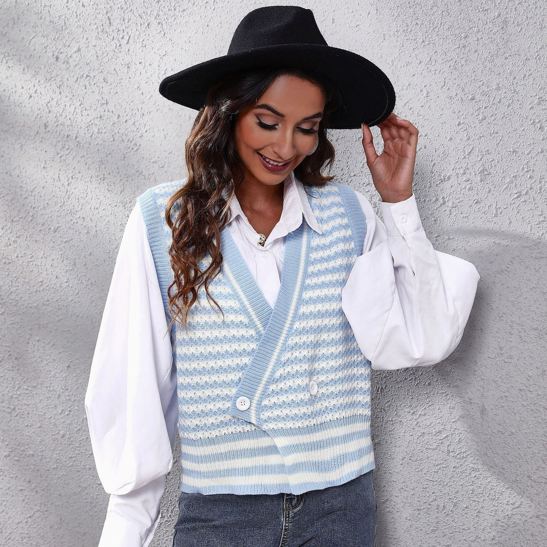 Damen Strickweste mit modernem Zickzackmuster und vorteilhaftem Schnitt EB