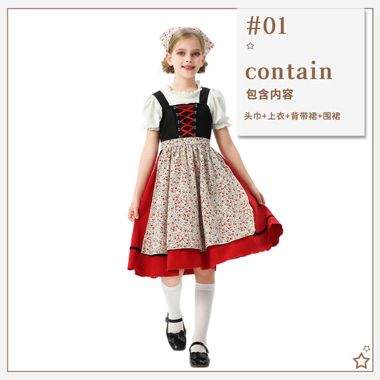 Damen nan traditionelles Kinderdirndl mit Schürze und Kopftuch EB
