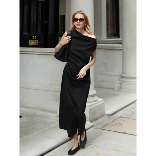 Damen elegantes Wickelkleid mit asymmetrischem Schnitt und schickem Taillendetail EB