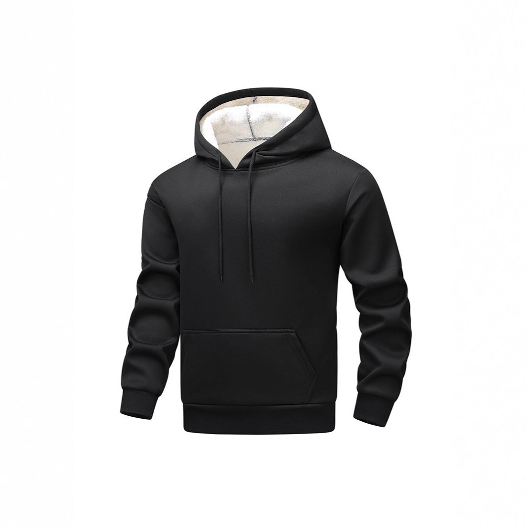 Herren Fleece-Kapuzenpullover mit Sherpa-Innenfutter und Kängurutasche EB