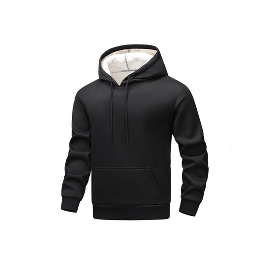 Herren Fleece-Kapuzenpullover mit Sherpa-Innenfutter und Kängurutasche EB