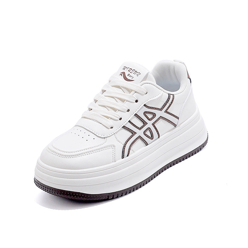 Damen Modische Sneakers mit hohem Plateau und eleganter Naht EB
