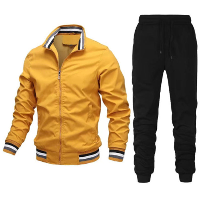 Herren nan sportlicher Freizeit Trainingsanzug Set mit Bomberjacke und elastischer Jogginghose EB