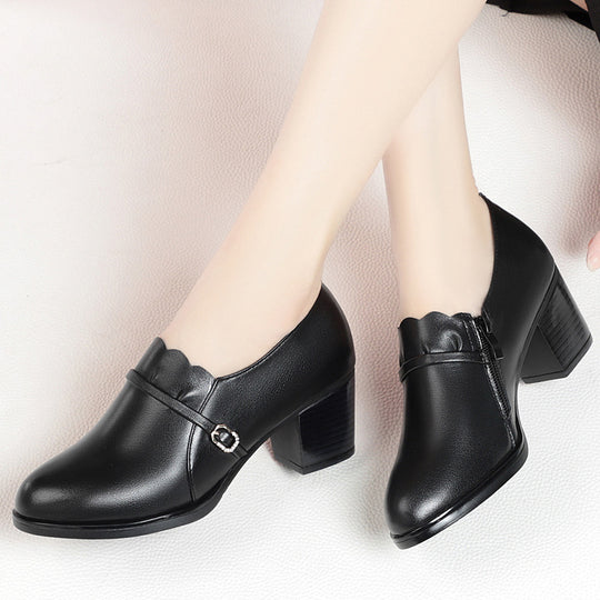 Damen Elegante Pumps mit modischem Riemen und klassischem Blockabsatz EB