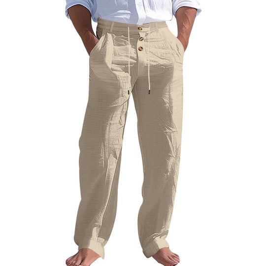 Herren elegante Stoffhose mit verstellbarem Kordelzug und praktischen Taschen EB