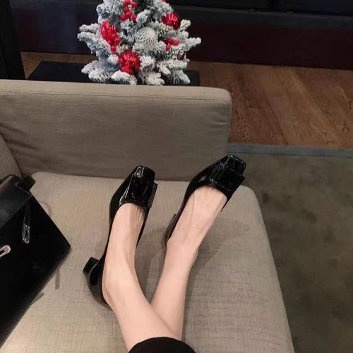 Damen elegante Chunky-Heels mit modischem Schleifen-Akzent EB