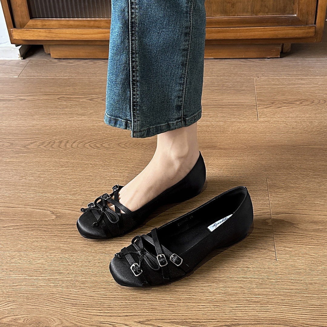 Damen Ballerinas mit modischen Riemchen und dekorativen Schnallen EB