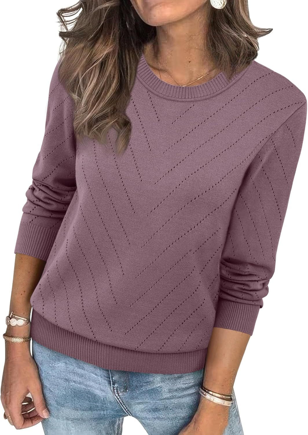 Damen eleganter gestreifter Pullover EB