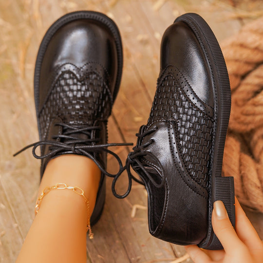 Damen Schnürschuhe mit atmungsaktiver Netzoberfläche und klassischem Lederdesign EB