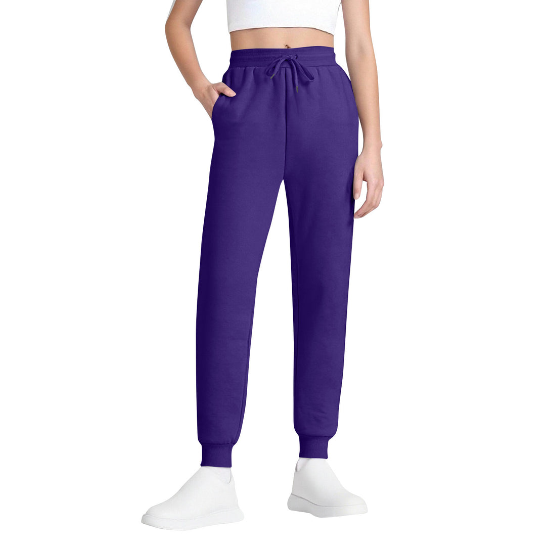 Damen nan schlanke hochgeschnittene Jogginghose mit Tunnelzug, Eingrifftaschen und Bündchen EB