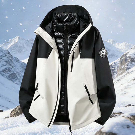 Unisex wetterfeste dreiteilige Softshelljacke mit abnehmbarer Steppinnenjacke und Kapuze EB