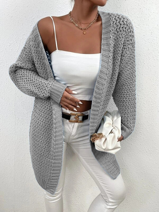 Damen Strickjacke mit offenem Schnitt und luxuriösem Texturmuster EB