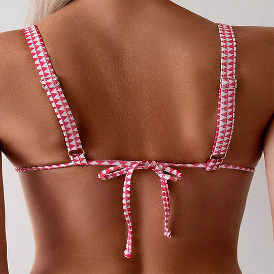 Damen Triangel-Bikini mit floralem Muster und raffinierten Rüschen EB