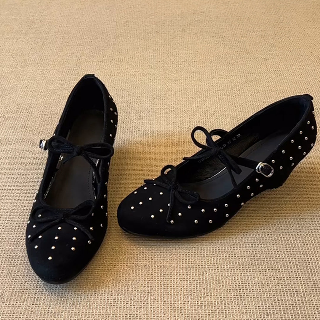 Damen Elegante Ballerinas mit funkelnden Nieten und bequemer Sohle EB