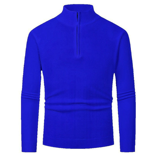 Herren Strickpullover mit hohem Kragen und halbem Reißverschluss EB