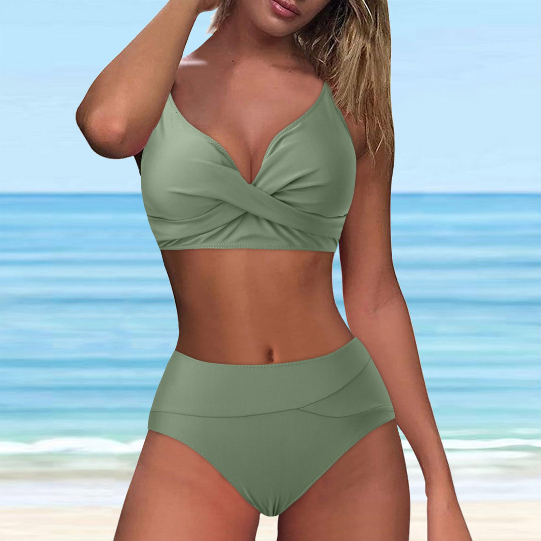 Damen Hochtailliertes Bikini-Set mit raffiniertem Twist-Oberteil EB