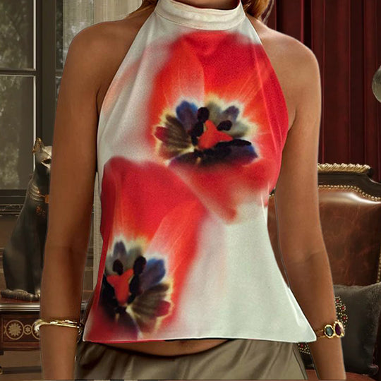 Damen Haltertop mit blühendem Design EB