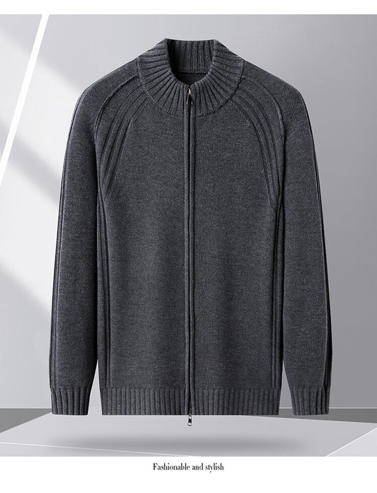 Herren Strickjacke mit Reißverschluss und hohen Kragen EB
