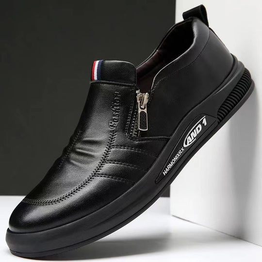 Herren Elegante und komfortable Leder-Slipper mit Reißverschluss EB