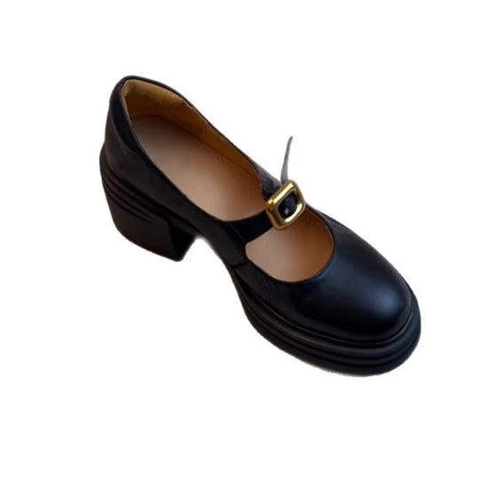 Damen elegante Ballerina-Pumps mit verstellbarem Riemchen und stabiler Absatzhöhe EB