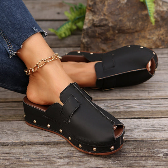 Damen Clogs mit modischem Schnallen-Design und trendiger Metallverzierung EB