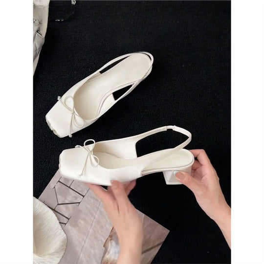 Damen Slingback Ballerinas mit Punkten und Schleifenverzierung EB