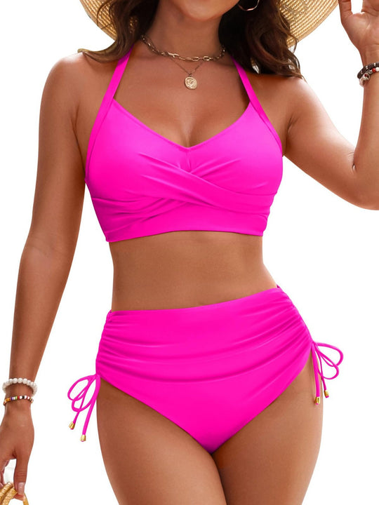 Damen Hochtailliertes Wickel-Bikiniset mit verstellbaren Trägern EB