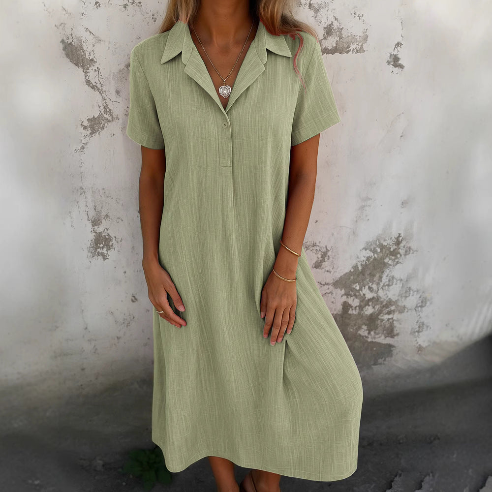 Damen Hemdkleid mit kurzen Ärmeln und eleganter Knopfleiste EB
