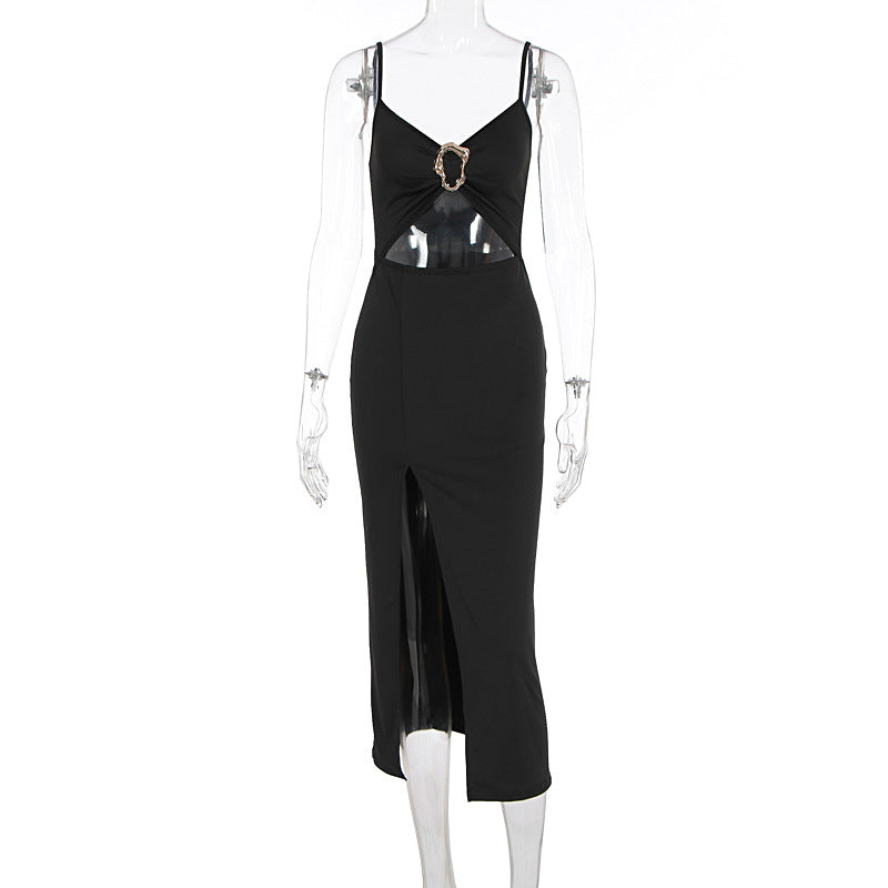 Damen Figurbetontes Maxikleid mit Cut-Outs und elegantem Gürtel EB