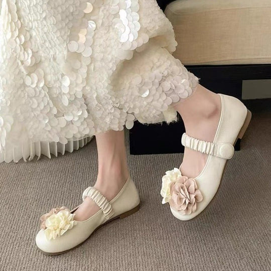 Damen Ballerinas mit floralem Dekor und elastischem Riemen EB