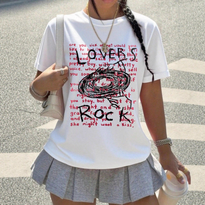 Damen Grafik T-Shirt mit kreativem Schriftzug und lässigem Schnitt EB