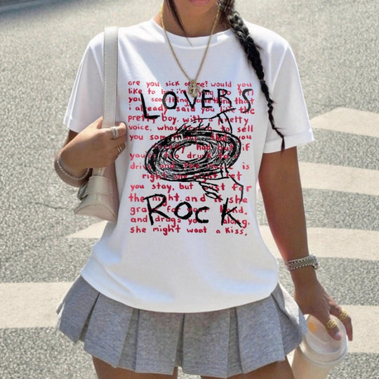 Damen Grafik T-Shirt mit kreativem Schriftzug und lässigem Schnitt EB
