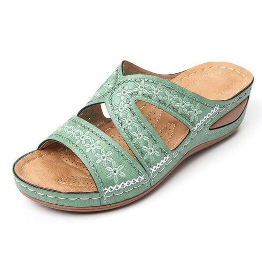 Damen Bequeme Clogs mit floralem Design und ergonomischer Sohle EB