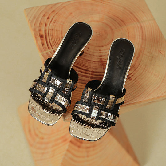 Damen Glamouröse Plateau-Sandalen mit elegantem Riemendesign EB