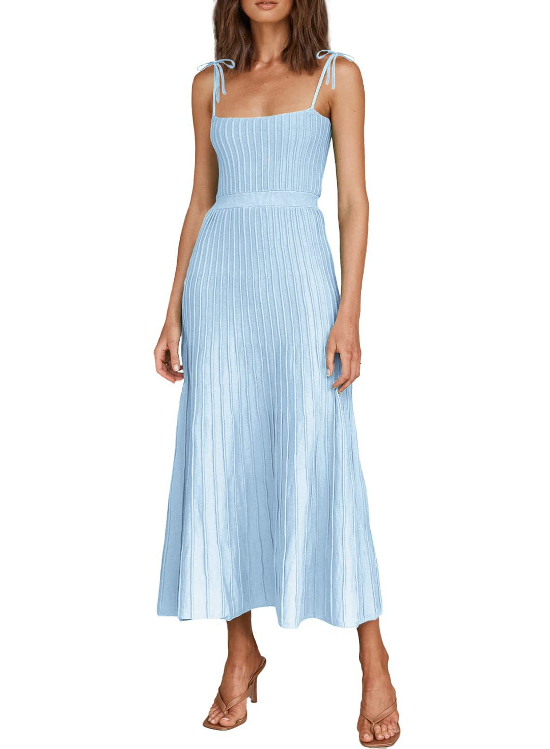 Damen Maxikleid mit schmalen Trägern und feinem Rippdesign EB