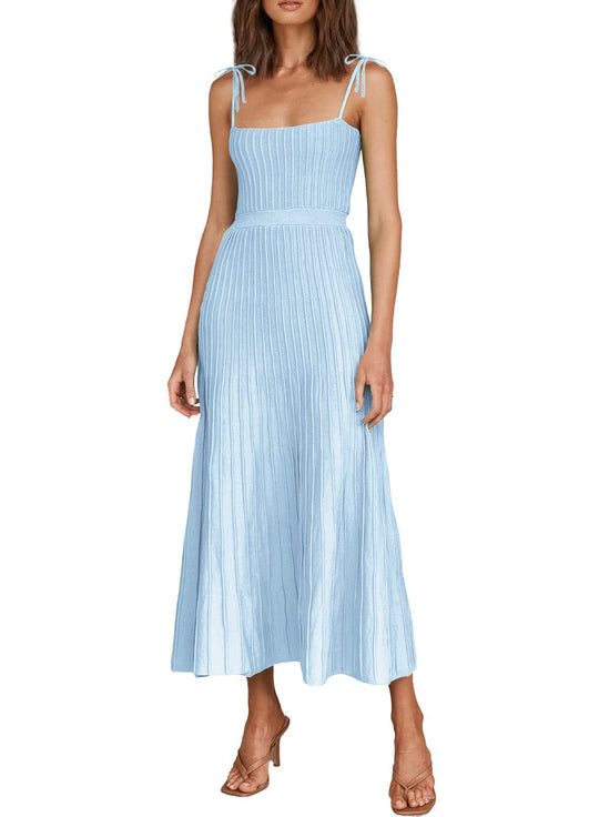 Damen Maxikleid mit schmalen Trägern und feinem Rippdesign EB