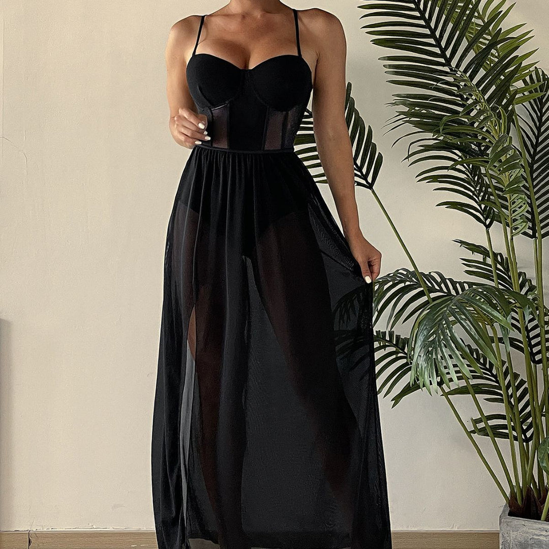 Damen Transparente Sommerkleid EB