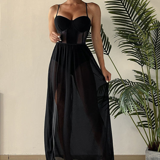 Damen Transparente Sommerkleid EB