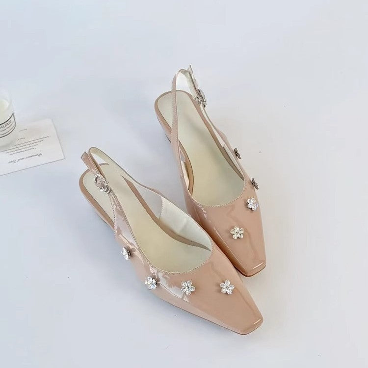 Damen Slingback-Pumps mit floralen Strassverzierungen und elegantem Schnitt EB
