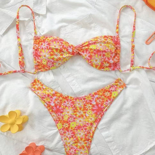 Damen Triangel-Bikini mit floralem Design EB