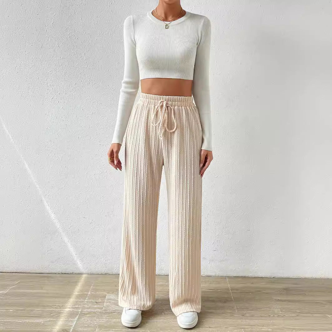 Damen Weite Freizeithose mit elastischem Bund und Raffungen EB