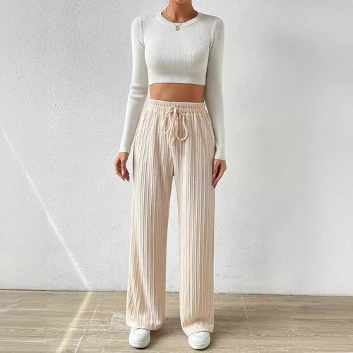 Damen Weite Freizeithose mit elastischem Bund und Raffungen EB