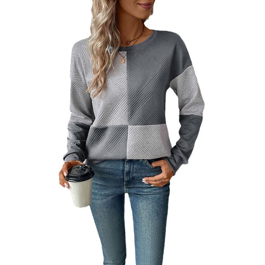 Damen Lässiger Sweatshirt mit modernen geometrischen Mustern EB
