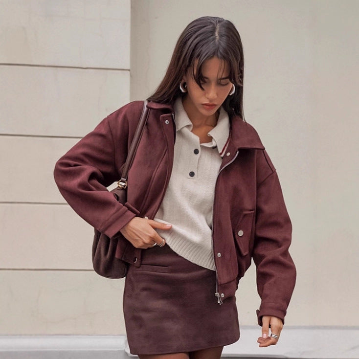 Damen Kunstlederjacke mit modernem Schnitt und praktischen Taschen EB