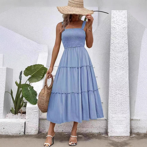 Damen Luftiges Maxikleid mit Rüschen und komfortablem Smock-Design EB