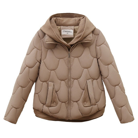 Damen modische gepolsterte Jacke mit abnehmbarer Kapuze und praktischen Taschen EB