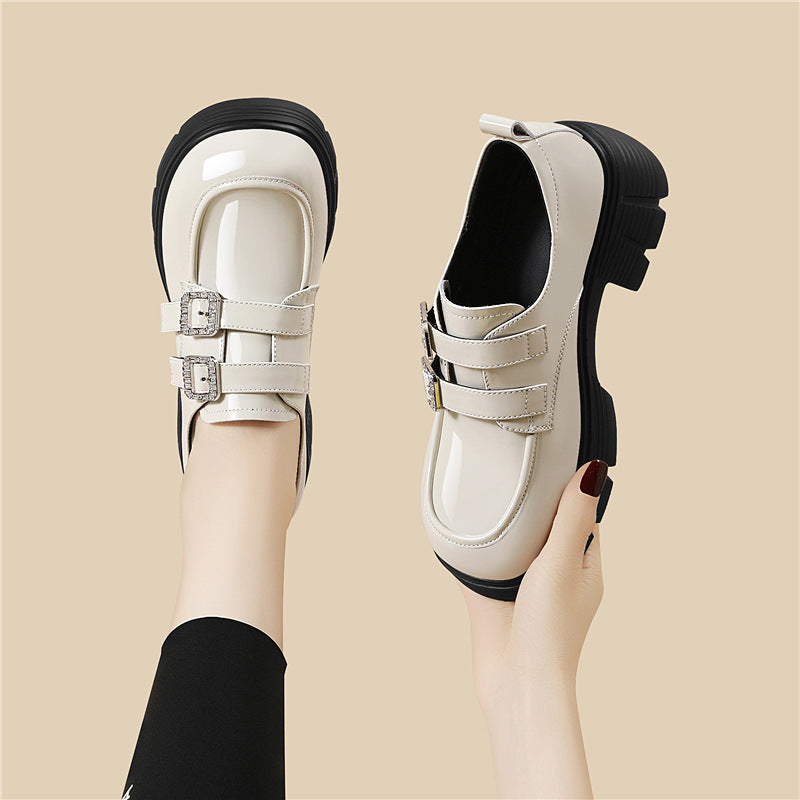 Damen Modische Plateau-Schnürschuhe mit doppeltem Riemenverschluss EB